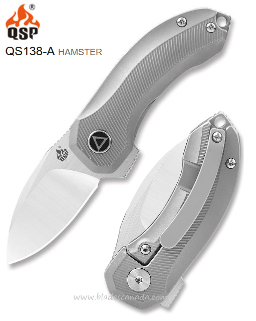 QSP Hamster Flipper Framelock Knife, S35VN, Titanium Grey, QS138-A